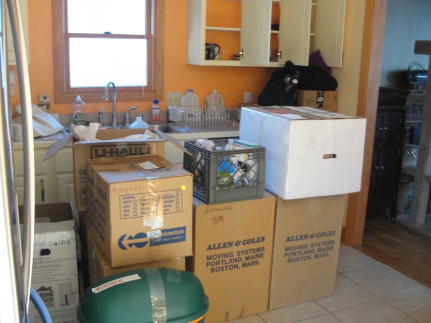 Boxes in the kitchen