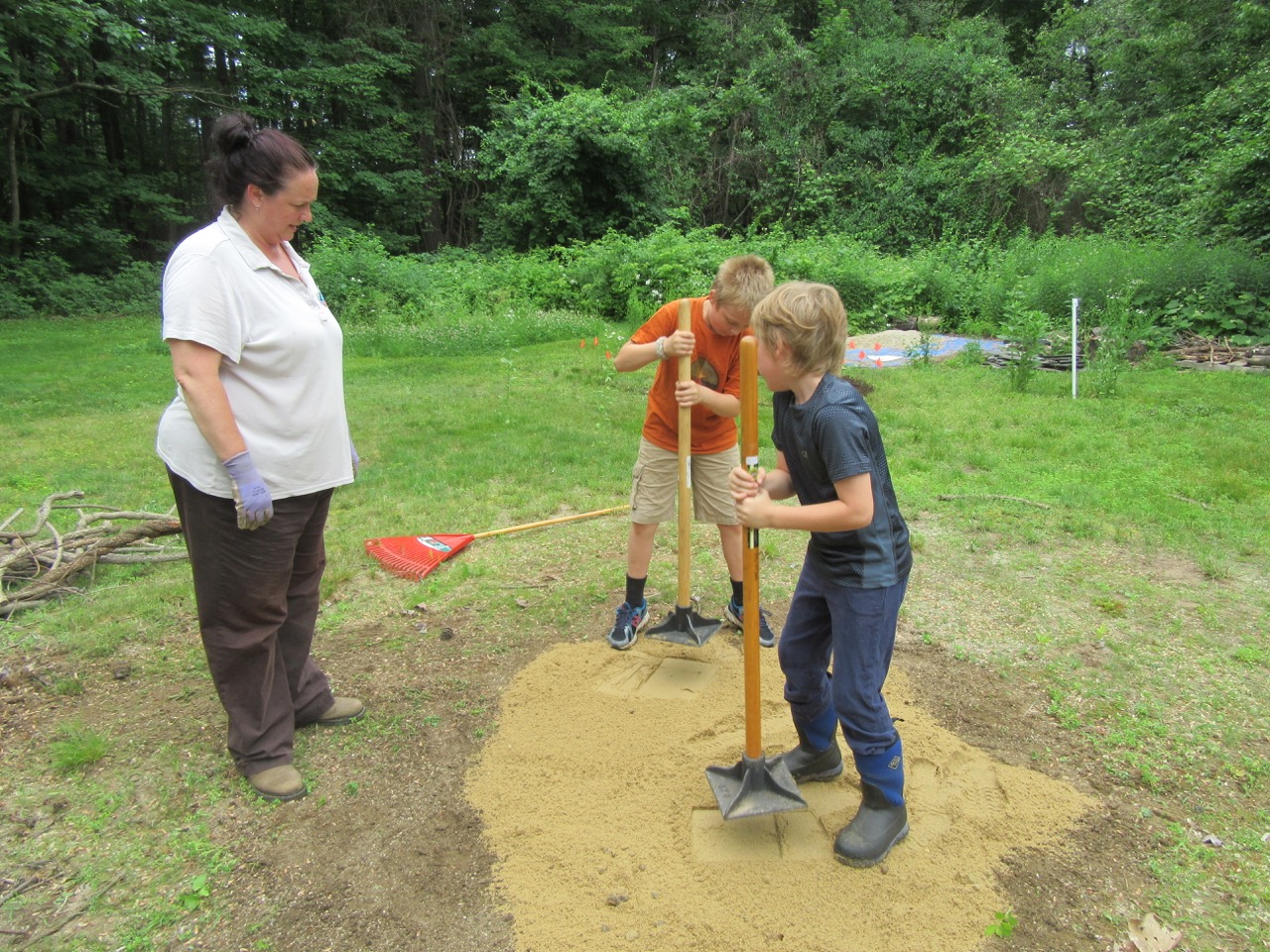 Ground prep for Fire Circle Lisa &amp; the boys